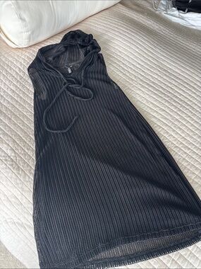 Jantzen Black Sheer Knit Hooded Swim Coverup
